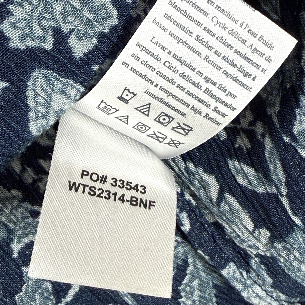 Faherty Top Womens Small Emery Blouse Blue Esna Floral Peasant Relaxed Smocked - Picture 9 of 11